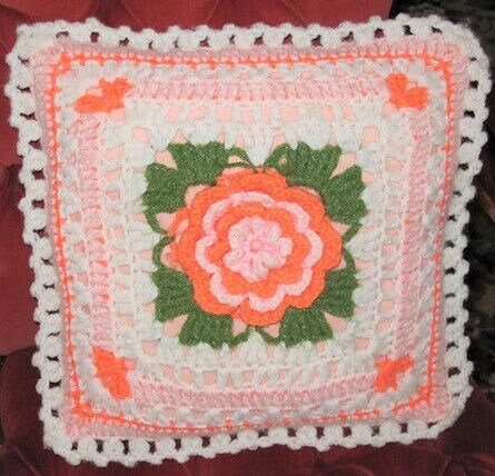 Vintage 1970s Crochet Pattern Bed of Roses Mohair Afghan and Pillow Set PDF Instant Digital Download 44x56
