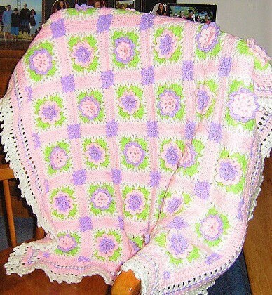 Vintage 1970s Crochet Pattern Bed of Roses Mohair Afghan and Pillow Set PDF Instant Digital Download 44x56