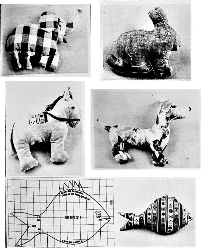 Vintage Sewing Pattern Noahs Arc Fabric Animals Soft Toy Dolls PDF Instant Digital Download 60s Plush Stuffed Puppy Bunny Elephant