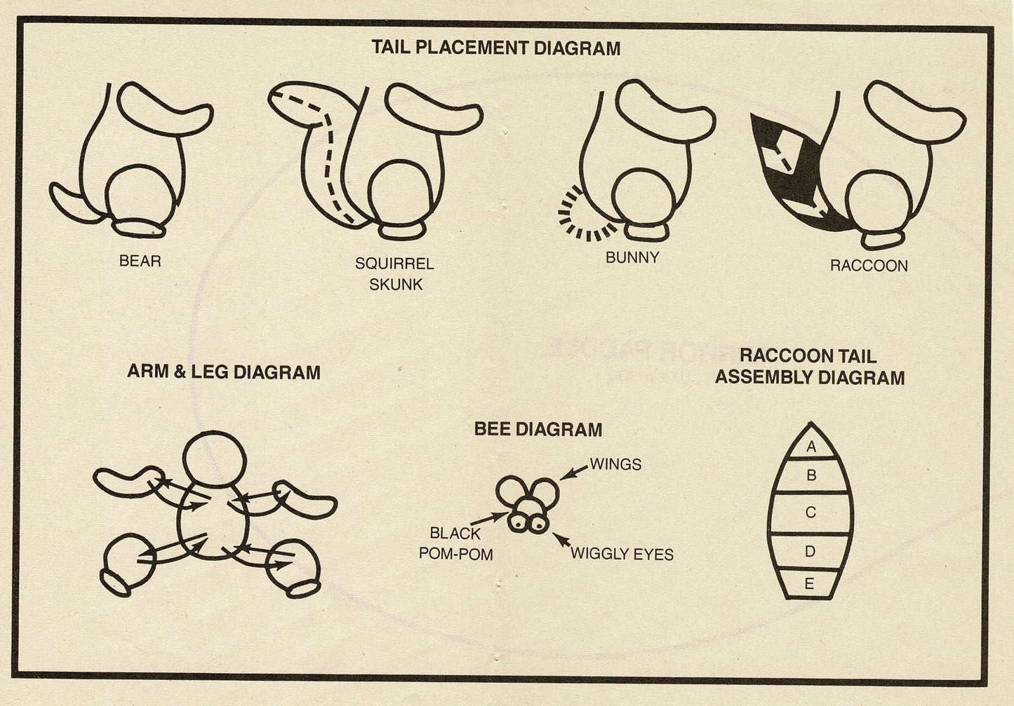 Vintage Sewing Pattern Mini 5" Soft Sculpture Forest Animal Dolls Woodland Friends PDF Instant Digital Download Raccoon Skunk Squirrel Bunny