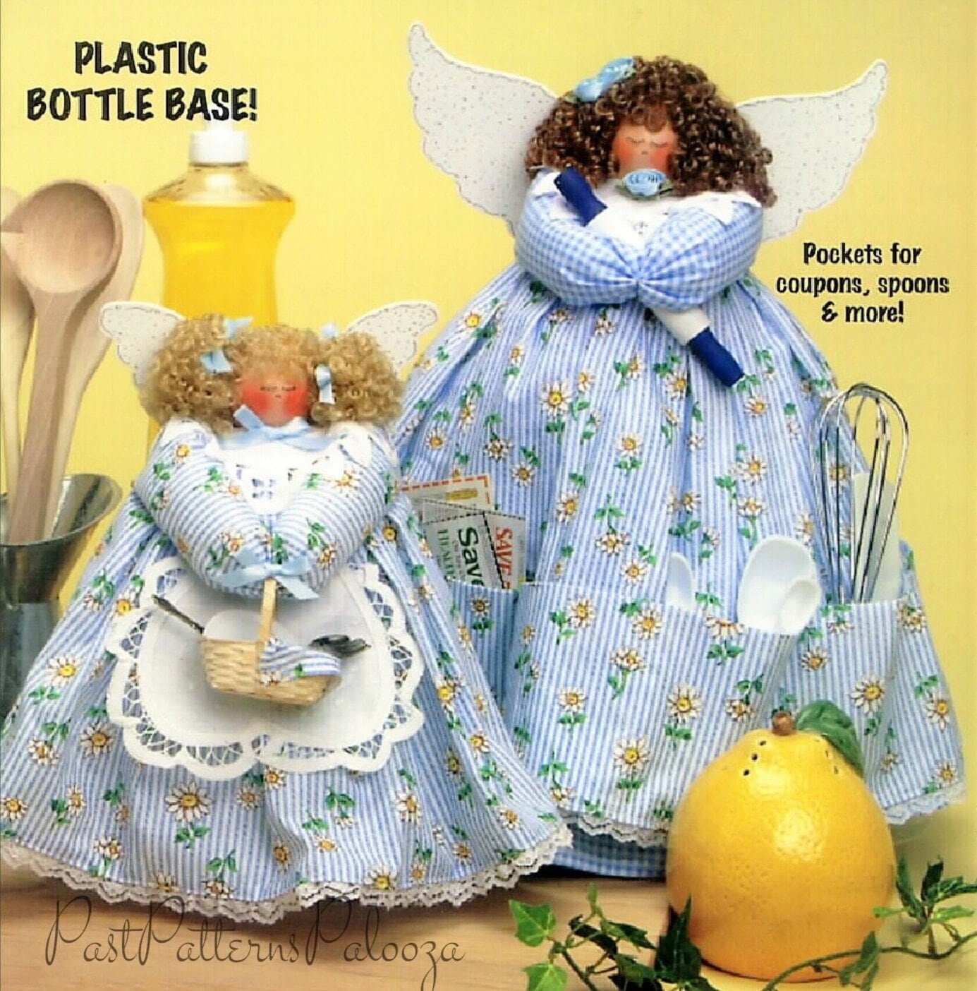 Vintage Sewing Pattern Fabric Kitchen Angel Dolls PDF Instant Digital Download Coupon Organizer Dish Towel Recipe Holder