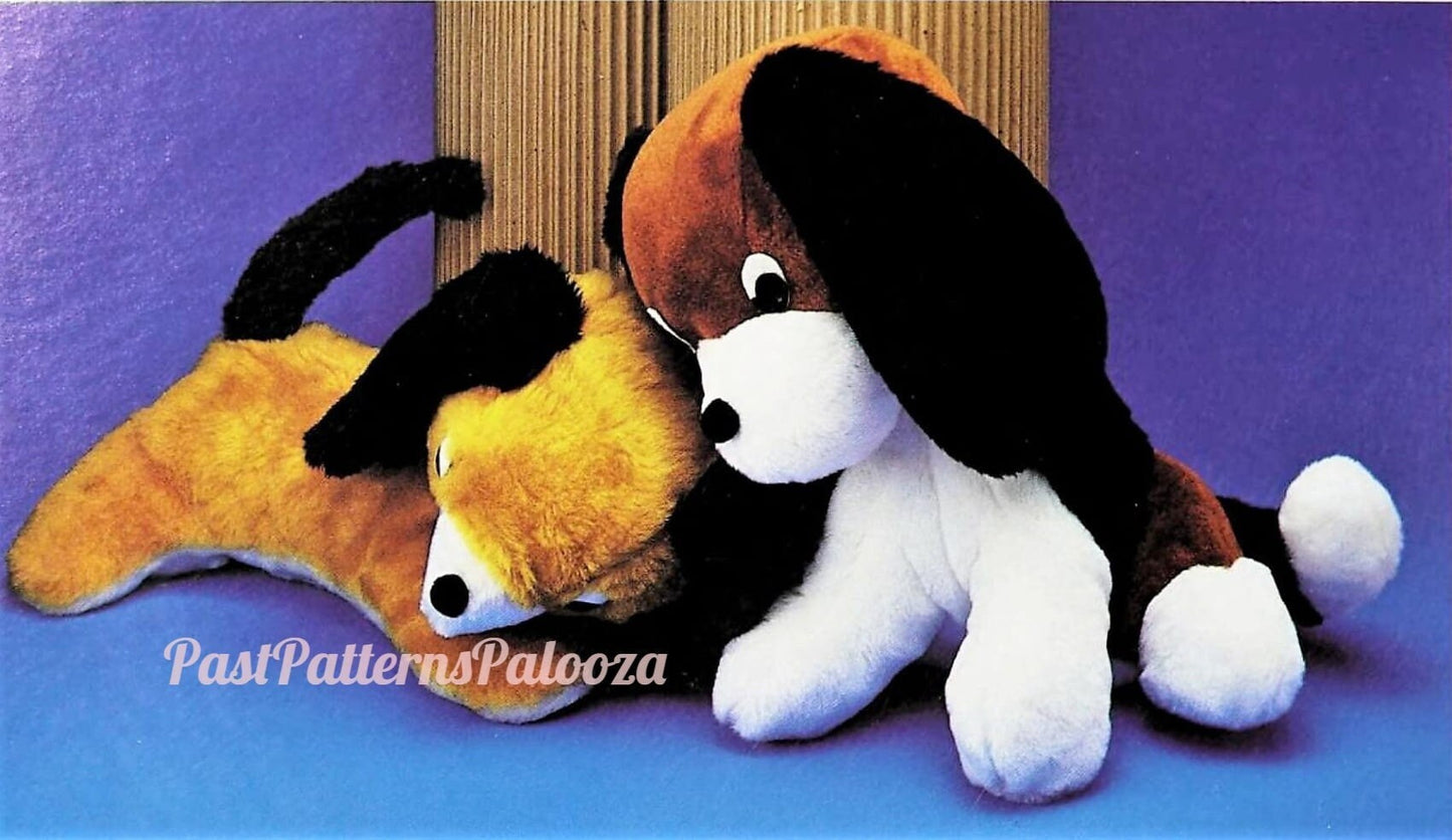 Vintage Sewing Pattern 16" Retro Puppy Dog Pals Soft Toy Dolls Plush Faux Fur Fabric PDF Instant Digital Download Stuffed Pet Dogs 2 Designs