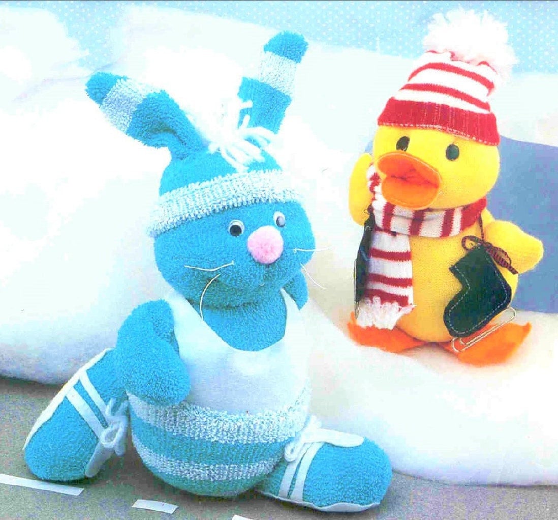 Vintage Sewing Pattern Cute Animal Sock Dolls PDF Instant Digital Download 16 Soft Toy Critters Panda Koala Frog Raccoon Duck Pig