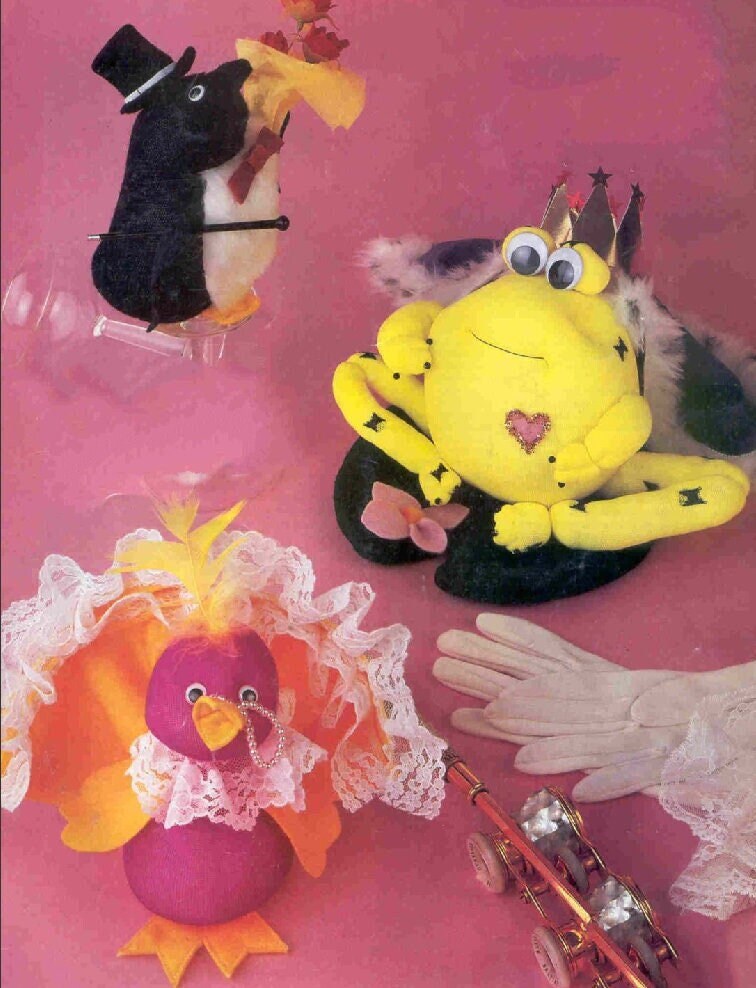 Vintage Sewing Pattern Cute Animal Sock Dolls PDF Instant Digital Download 16 Soft Toy Critters Panda Koala Frog Raccoon Duck Pig