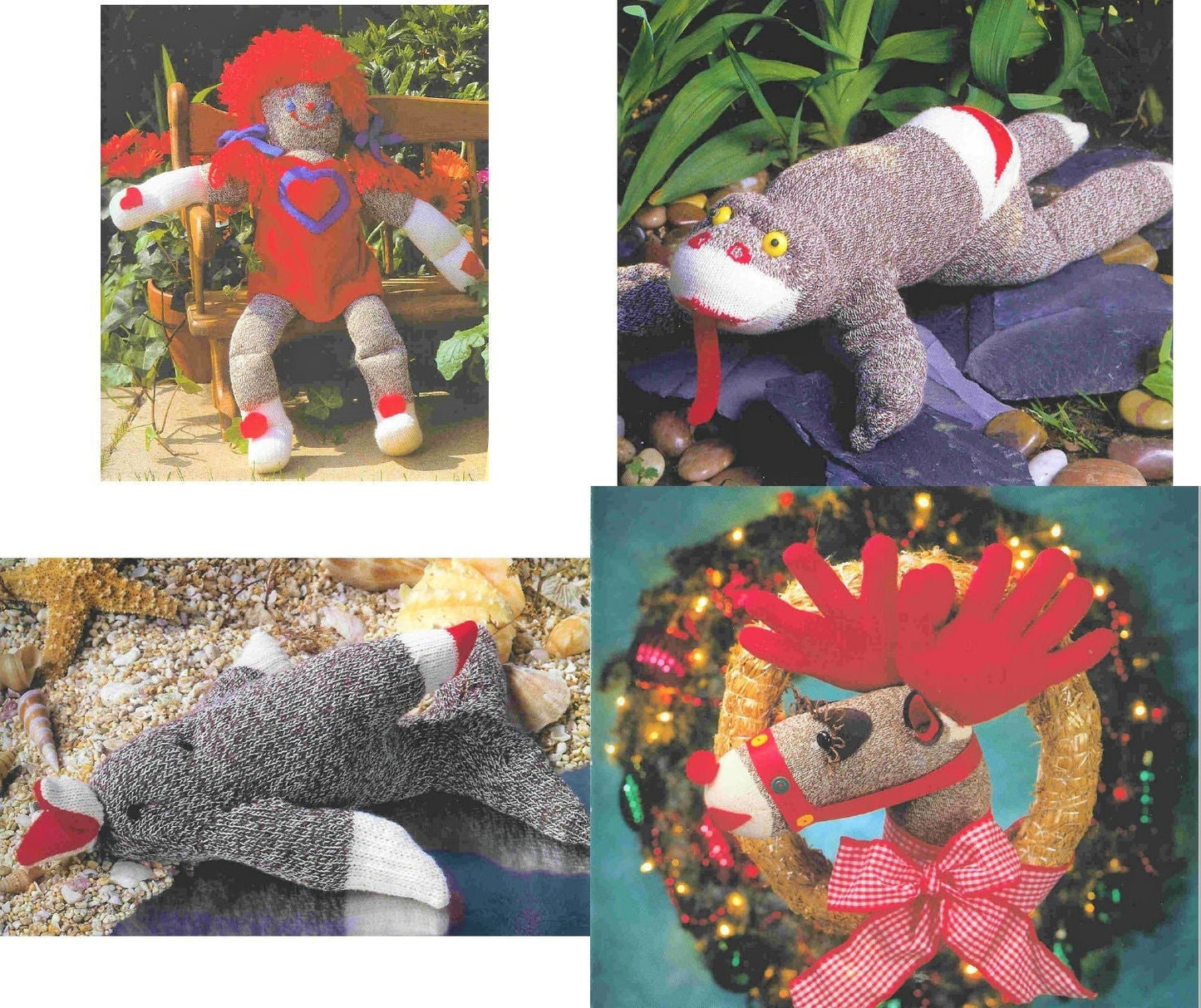 Vintage Sewing Pattern Classic Sock Monkey Animal Dolls To Sew PDF Instant Digital Download 16 Soft Toy Unique Critter Designs