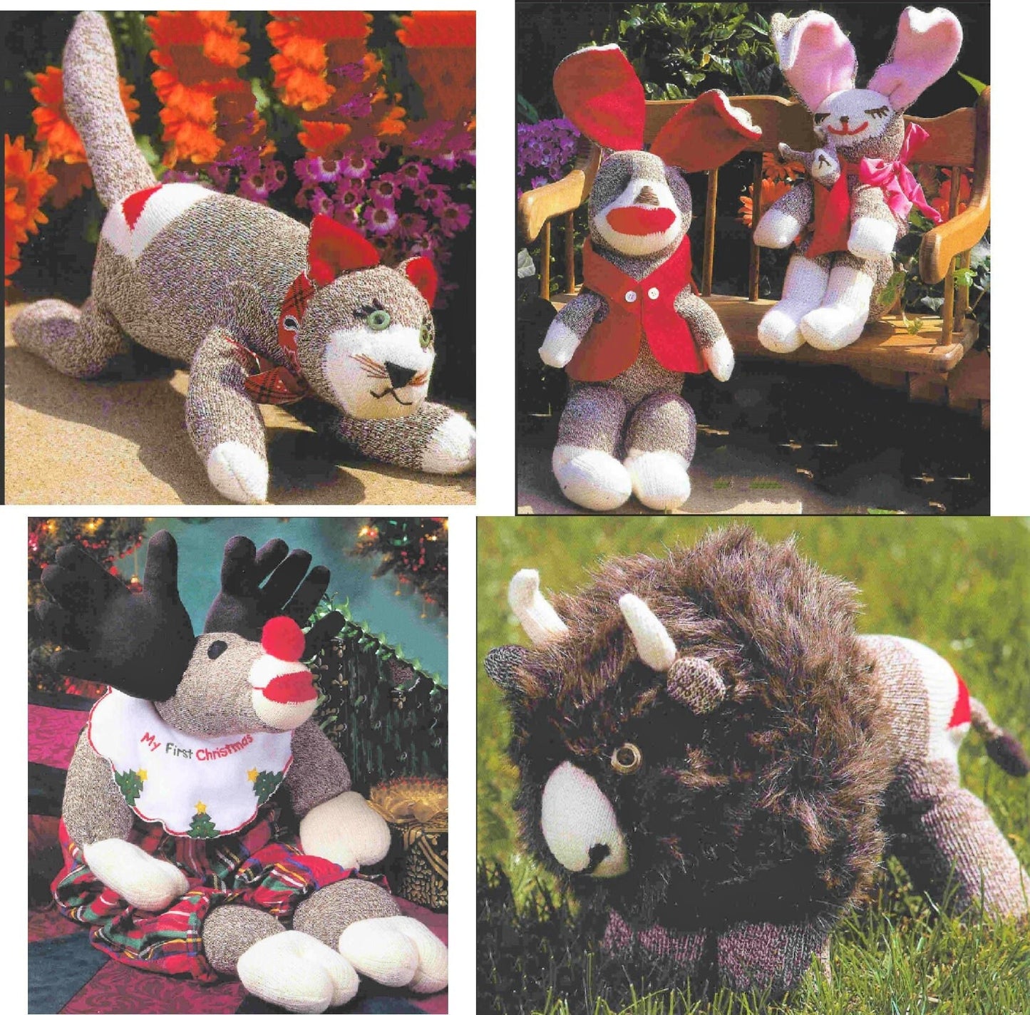 Vintage Sewing Pattern Classic Sock Monkey Animal Dolls To Sew PDF Instant Digital Download 16 Soft Toy Unique Critter Designs