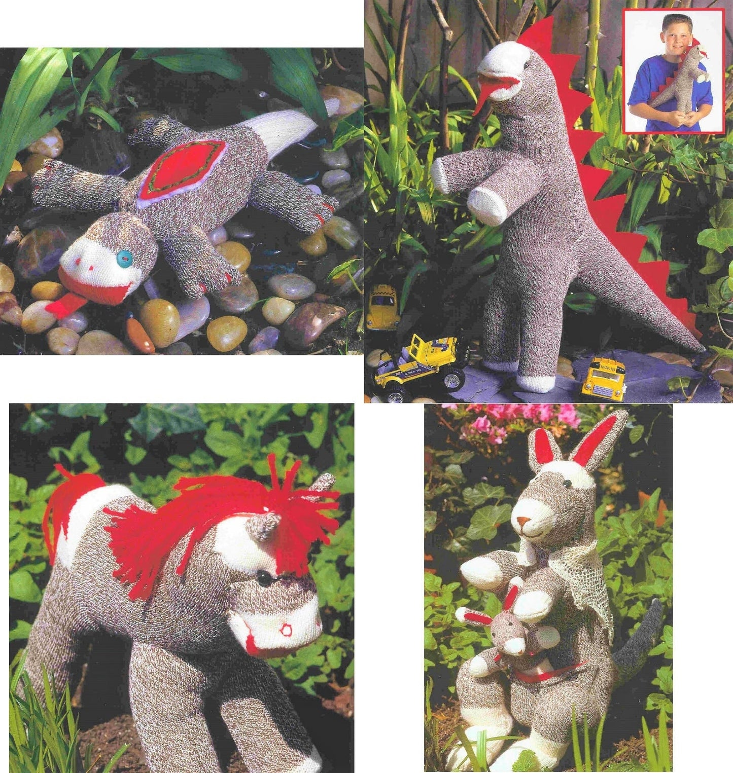Vintage Sewing Pattern Classic Sock Monkey Animal Dolls To Sew PDF Instant Digital Download 16 Soft Toy Unique Critter Designs