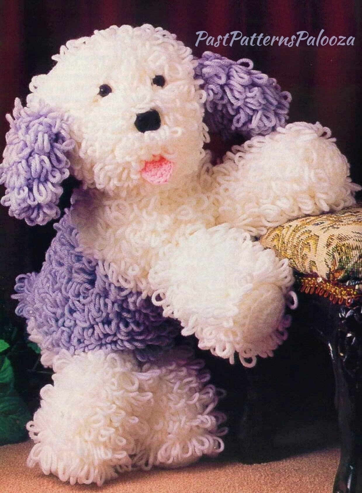 Vintage Crochet Pattern 12" English Sheepdog Dog Soft Toy Doll PDF Instant Digital Download Loop Stitch Mr. Mugs Plush Purebred 10 Ply