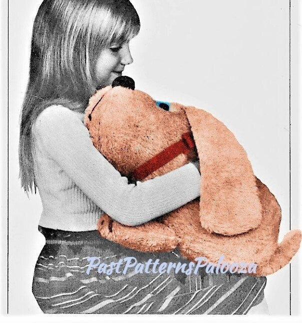 Vintage Sewing Pattern 21" Basset Hound Puppy Dog Soft Doll Plush Faux Fur Fabric PDF Instant Digital Download Stuffed Pet Dog Soft Toy