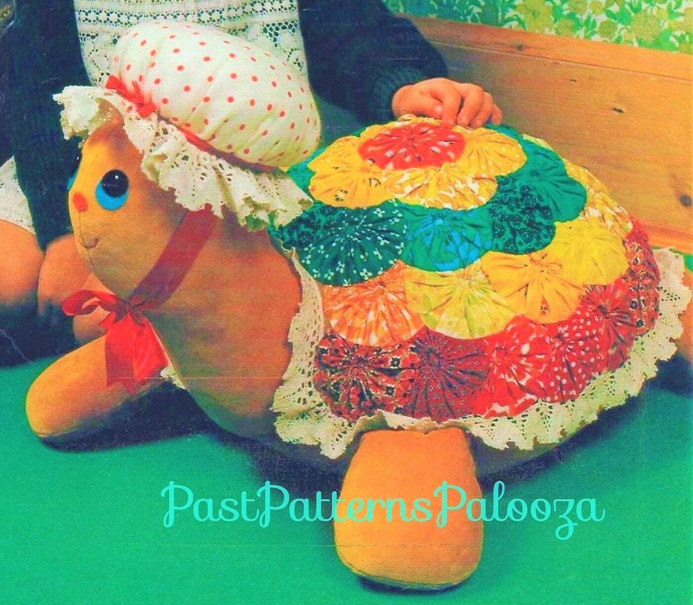 Vintage Sewing Pattern Large 24" Soft Sculpture Turtle Soft Toy Doll or Play Cushion PDF Instant Digital Download Fabric Mrs Tortoise Pillow