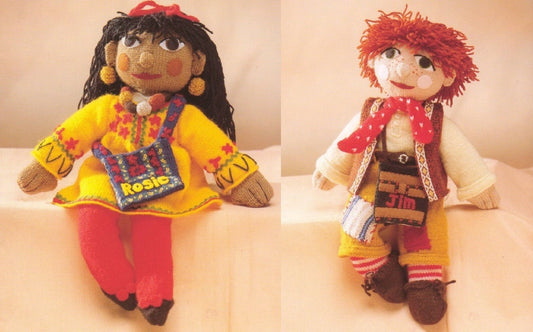 Vintage Knitting Patterns Rosie and Jim Colleciton Soft Doll Toys Hat Scarf PDF Instant Digital Download Book eBook DK 8 Ply