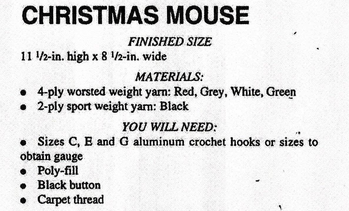 Vintage Crochet Pattern 11" Christmas Mouse Mrs Santa Claus Amigurumi Soft Toy Doll PDF Instant Download Plush Mouse 4 Ply