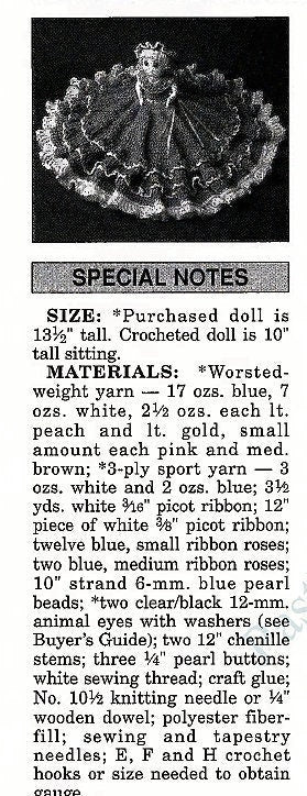 Vintage Crochet Pattern 13" Pretty Bed Dolls Southern Belles PDF Instant Digital Download 5 Beautiful Designs 10 Ply