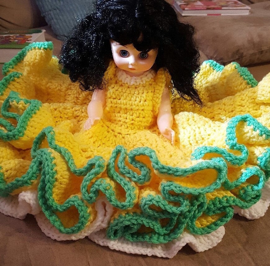 Vintage Crochet Pattern 13" Laura Bed Doll Dress Outfit for 13 and 14 Inch Dolls PDF Instant Digital Download Sweet Dreams 10 Ply