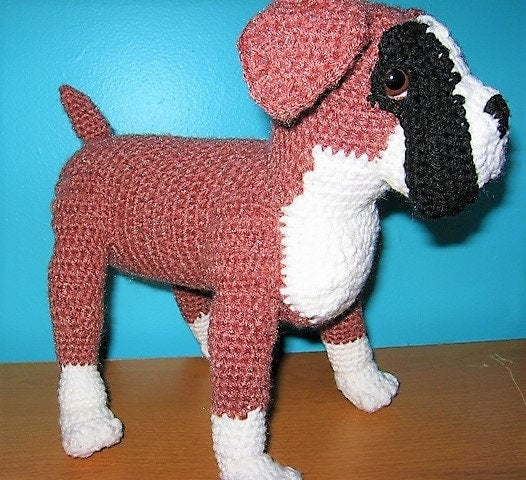 Vintage Crochet Pattern Boxer Dog PDF Instant Digital Download Purebred Puppy Dog Amigurumi Plush Stuffed Soft Toy 14" 10 Ply