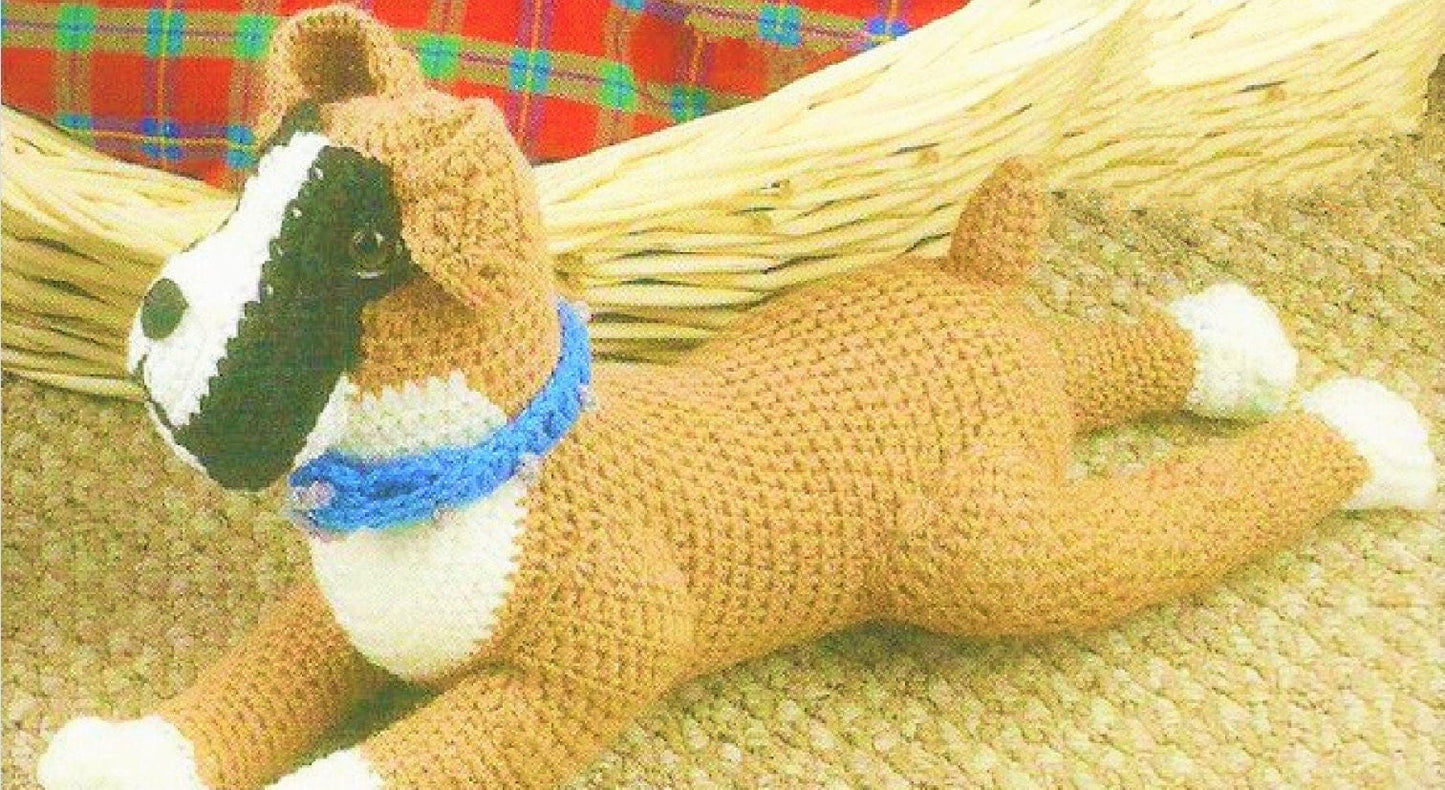 Vintage Crochet Pattern Boxer Dog PDF Instant Digital Download Purebred Puppy Dog Amigurumi Plush Stuffed Soft Toy 14" 10 Ply