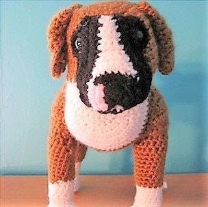 Vintage Crochet Pattern Boxer Dog PDF Instant Digital Download Purebred Puppy Dog Amigurumi Plush Stuffed Soft Toy 14" 10 Ply