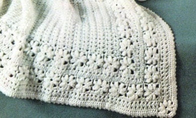 Vintage 60s Crochet Pattern Baby Crocheted Shawl Dress & Bonnet Set PDF Instant Digital Download Lacy Daisy Design Christening Baptism 0-9m