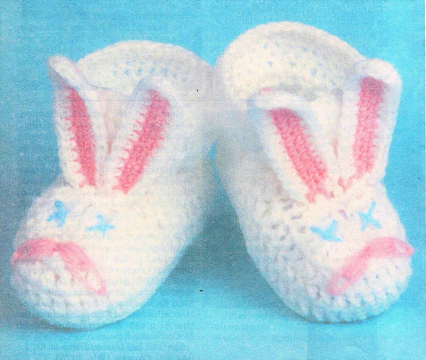 PDF Vintage Crochet Pattern Baby Bunny Booties PDF Instant Download Cute Crocheted Infant Easter Bunny Rabbit Bootees 4"