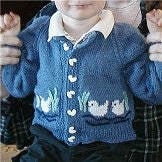Vintage Knitting Pattern Baby Toddlers Duck Motif Cardigan Sweater PDF Instant Digital Download Animal Jumper 18m - 6 yrs DK 8 Ply
