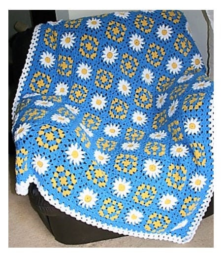 Vintage Crochet Pattern Daisies and Grannies Afghan PDF Instant Digital Download Pretty Daisy Flower Granny Square Blanket 10 Ply