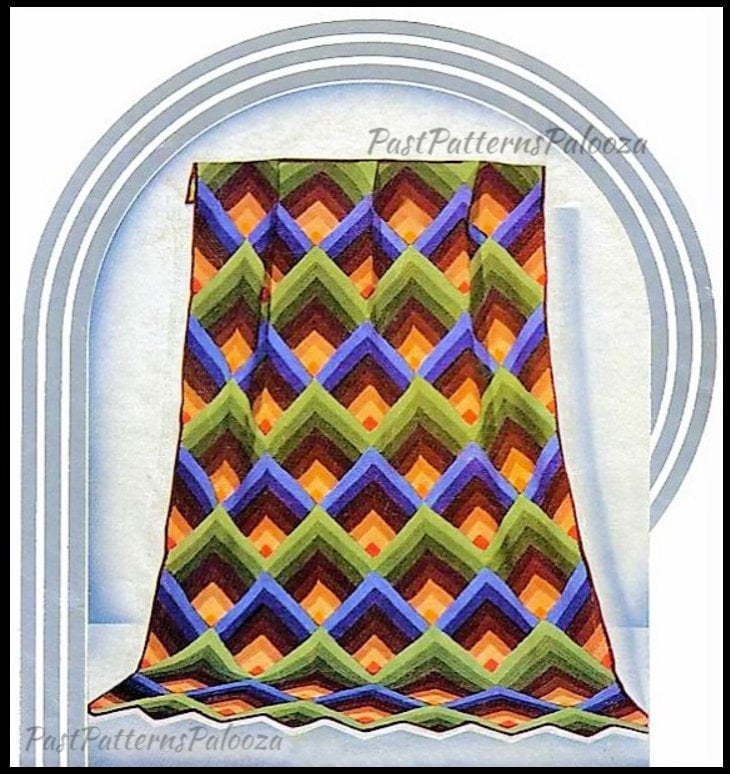 Vintage Crochet Pattern Pretty Pyramid Afghan PDF Instant Digital Download Retro 1931 Log Cabin Diamonds Throw Blanket 10 Ply