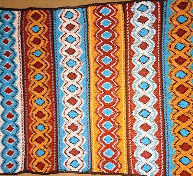 Vintage Crochet Navajo Afghan Pattern PDF Instant Digital Download Southwestern Aztec Mosaic Diamonds Design 45x64 10 Ply