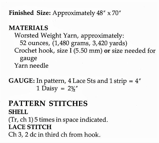Vintage Crochet Pattern Beautiful Flower Chains Afghan PDF Instant Digital Download Shell & Lace Stitch Daisy Strips Blanket 48x70 10 Ply
