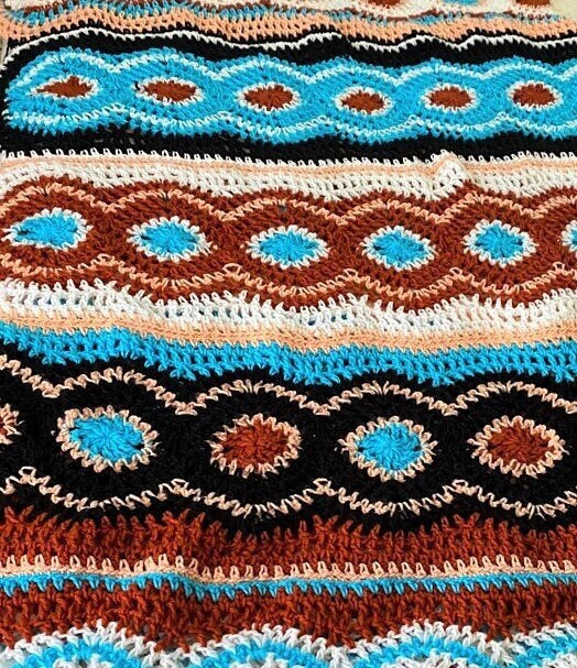 Vintage Crochet Navajo Afghan Pattern PDF Instant Digital Download Southwestern Aztec Mosaic Diamonds Design 45x64 10 Ply