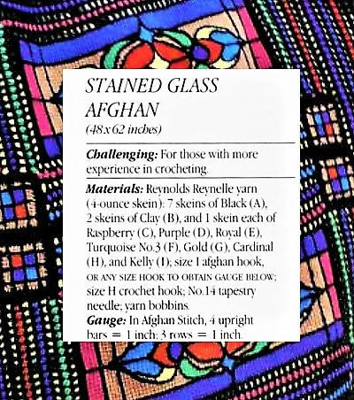 Vintage Crochet Pattern Beautiful Stained Glass Afghan PDF Instant Digital Download Tunisian Stitch Heirloom Blanket 10 Ply
