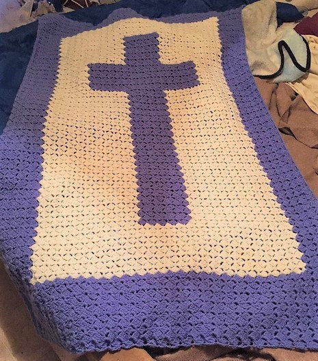Vintage Crochet Pattern Holy Cross Afghan PDF Instant Digital Download Religious Comfort Sympathy Prayer Blanket 10 Ply