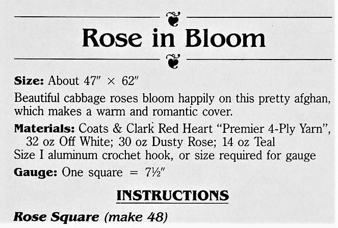 Vintage Crochet Pattern Blooming Cabbage Roses Granny Square Afghan PDF Instant Digital Download Petal Flowers Blanket 47x62 4 Ply