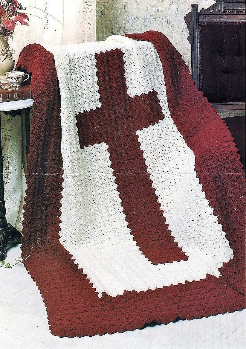 Vintage Crochet Pattern Holy Cross Afghan PDF Instant Digital Download Religious Comfort Sympathy Prayer Blanket 10 Ply