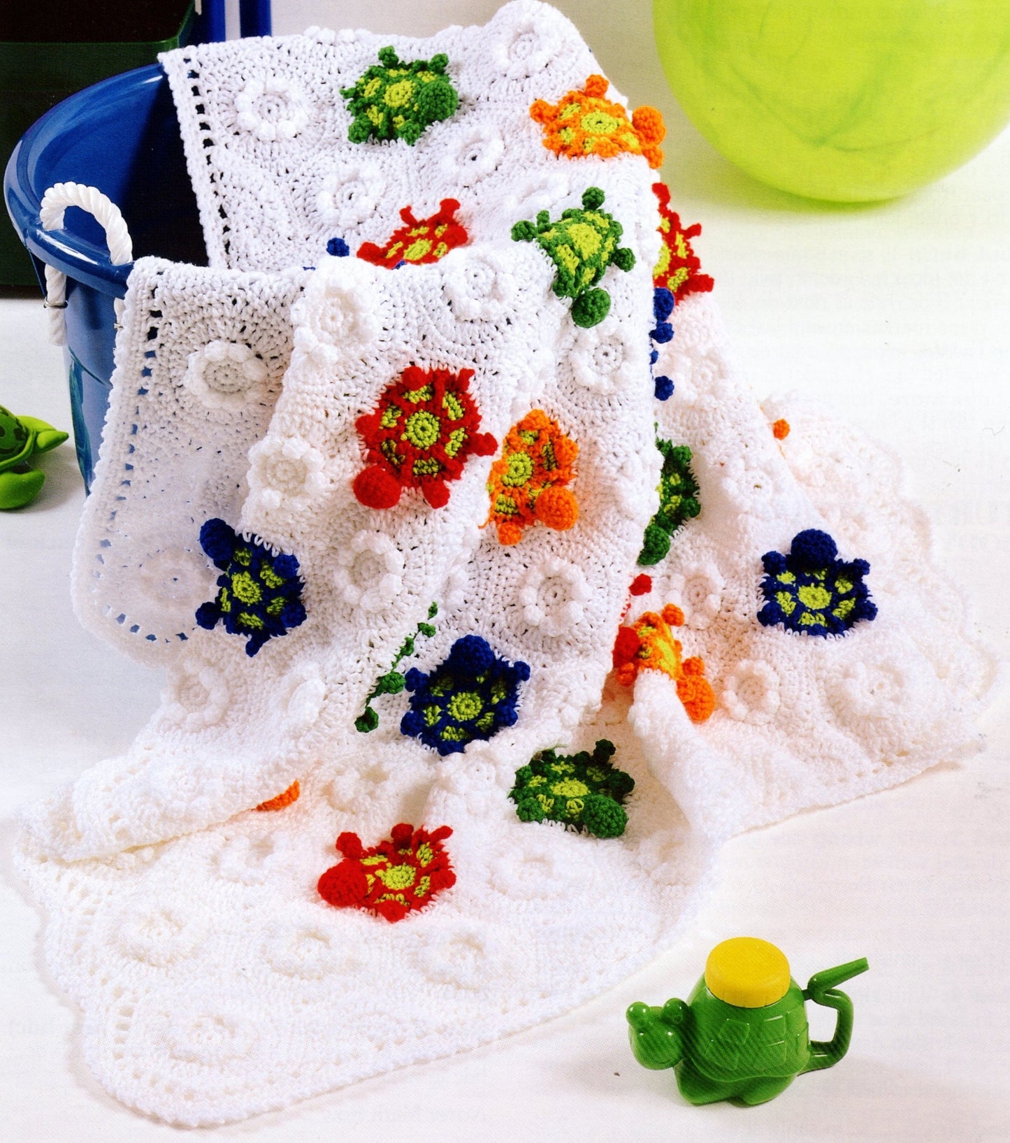 Vintage Crochet Turtle Afghan Pattern PDF Instant Digital Download Tortoise Flower Floral Motifs Animal Afghan Lapghan Blanket 10 Ply