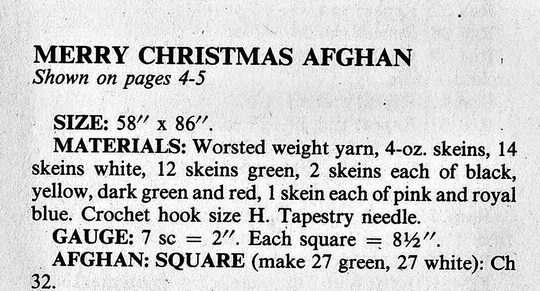Vintage Crochet Pattern Merry Christmas Afghan Holiday Motif Applique Squares Design PDF Instant Digital Download 10 Ply
