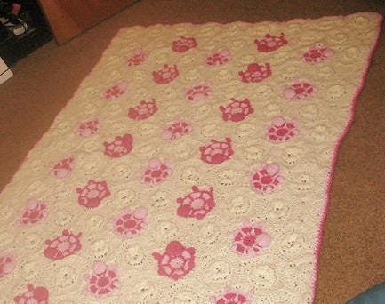 Vintage Crochet Turtle Afghan Pattern PDF Instant Digital Download Tortoise Flower Floral Motifs Animal Afghan Lapghan Blanket 10 Ply