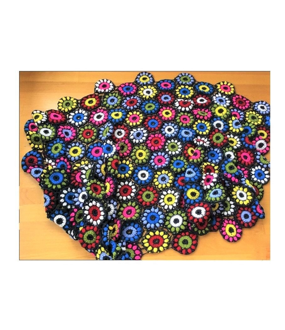 Vintage Crochet Pattern Jewel Flower Granny Square Afghan Blanket PDF Instant Digital Download 1970s Boho Floral Motif Throw 10 Ply