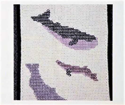 Vintage Crochet Pattern Whales Dolphins Afghan PDF Instant Digital Download Cross Stitch Ocean Sea Marine Cetaceans Blanket 50x66 10 Ply
