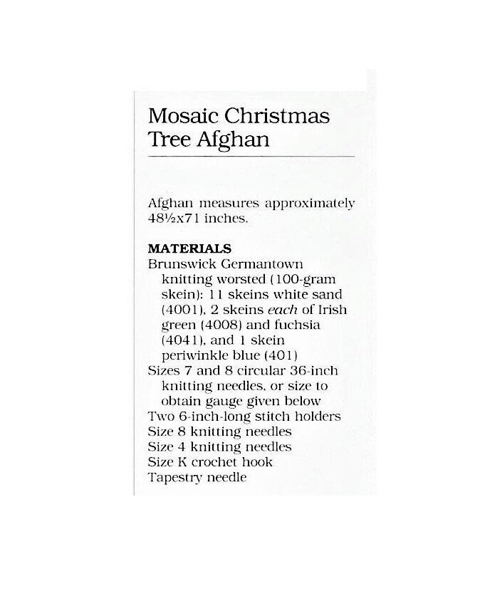 Vintage Christmas Afghan Knitting Pattern Pretty Mosaic Trees Border PDF Instant Digital Download Cozy Holiday Throw Blanket 10 Ply