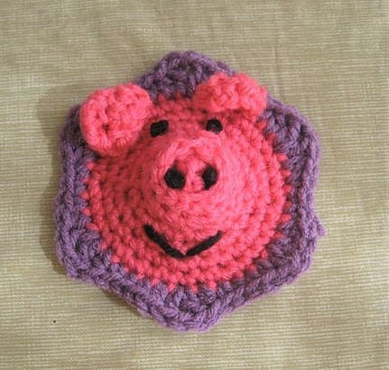 Vintage Crochet Pig Afghan Pattern PDF Instant Digital Download Granny Square Piggy Floral Motifs Animal Afghan 10 Ply