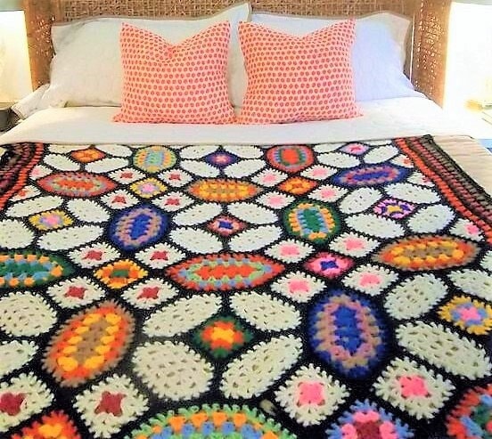 Vintage Crochet Pattern Crazy Mosaic Granny Square Afghan PDF Instant Digital Download Geometric Shapes Throw Blanket 5 Ply Retro 1978