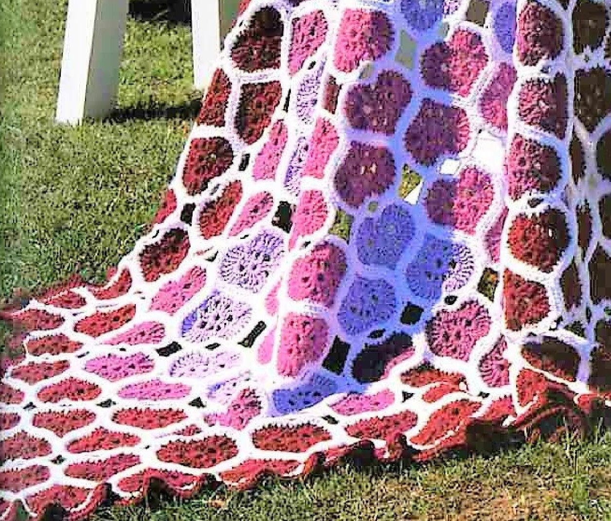 Vintage Crochet Pattern Interlocking Hearts Afghan PDF Instant Digital Download Linked Valentines Hearts Throw Blanket 54x60 Chunky 12 Ply