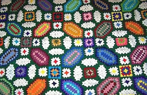 Vintage Crochet Pattern Crazy Mosaic Granny Square Afghan PDF Instant Digital Download Geometric Shapes Throw Blanket 5 Ply Retro 1978