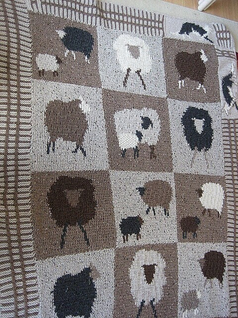 Vintage Knitting Pattern Sheep Lambs Sheepdog Afghan Chunky Blanket PDF Instant Digital Download Barnyard Animals Farmhouse Intarsia 14 Ply