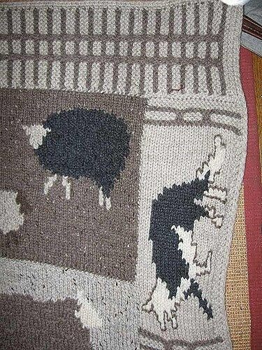 Vintage Knitting Pattern Sheep Lambs Sheepdog Afghan Chunky Blanket PDF Instant Digital Download Barnyard Animals Farmhouse Intarsia 14 Ply