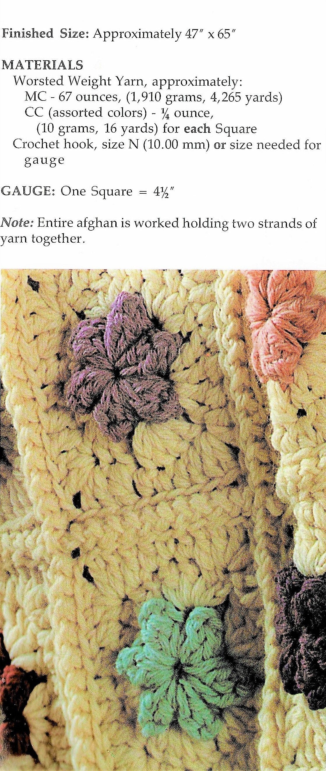 Vintage Crochet Pattern Floral Patchwork Petals Granny Squares Afghan PDF Instant Digital Download Throw Blanket 47x65 10 Ply
