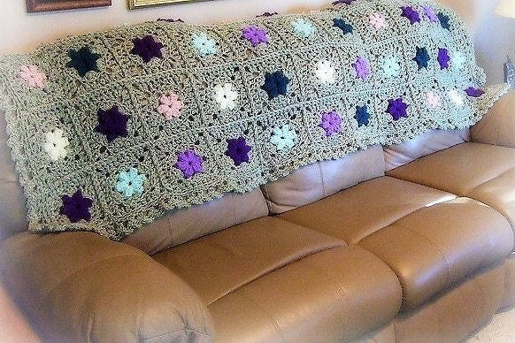 Vintage Crochet Pattern Floral Patchwork Petals Granny Squares Afghan PDF Instant Digital Download Throw Blanket 47x65 10 Ply