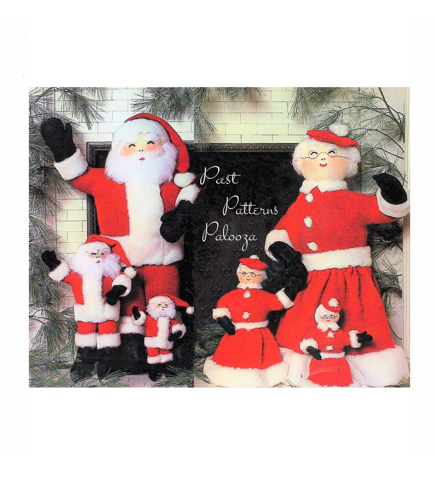 Vintage Christmas Knitting Pattern Mr and Mrs Santa Claus Soft Toy Dolls in 3 Sizes PDF Instant Digital Download Christmas 10 Ply