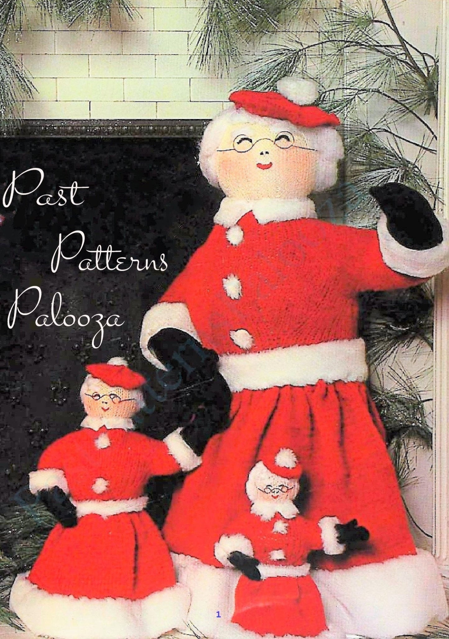 Vintage Christmas Knitting Pattern Mr and Mrs Santa Claus Soft Toy Dolls in 3 Sizes PDF Instant Digital Download Christmas 10 Ply
