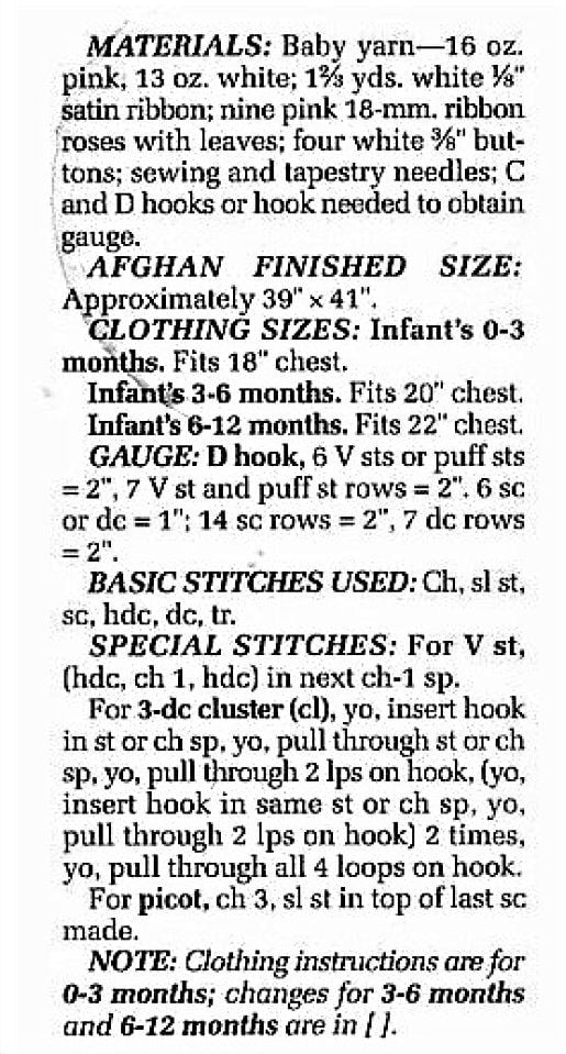 Vintage Crochet Pattern Baby Girl Roses and Dots 5 Piece Layette Set PDF Instant Digital Download Dress Pants Bonnet Booties Afghan 0-12 m
